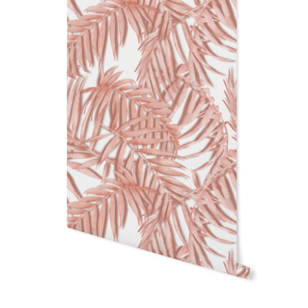 tapeta w palmy, różowa tapeta, różowa palma, tapeta w kropki,terrakota