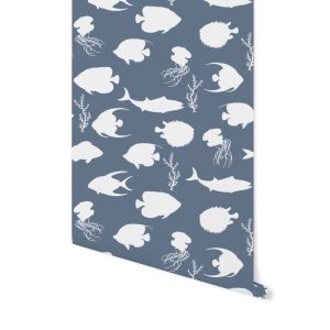 Tapety poznań, styl hampton, tapeta botaniczna, tapeta morska, patternosophy, tapeta w muszle